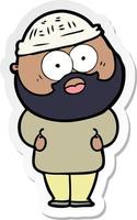 sticker of a cartoon surprised bearded man vector