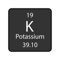 Potassium symbol. Chemical element of the periodic table. Vector illustration.