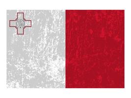 Malta grunge flag, official colors and proportion. Vector illustration.