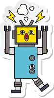 sticker of a cute cartoon malfunctioning robot vector