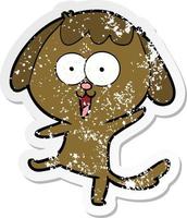 distressed sticker of a cute cartoon dog vector