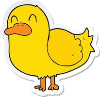 sticker of a cartoon duck vector