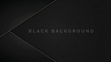 Elegant black luxury background concept with dark gold lines and wavy 3d texture vector