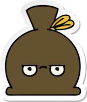 sticker of a cute cartoon sack vector