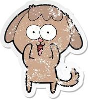 distressed sticker of a cute cartoon dog vector