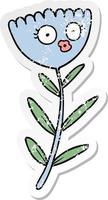 distressed sticker of a cartoon flower dancing vector