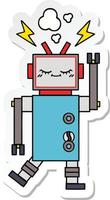 sticker of a cute cartoon dancing robot vector