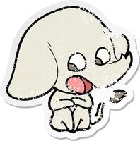 distressed sticker of a cute cartoon elephant vector