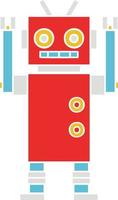 flat color retro cartoon dancing robot vector