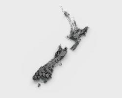 mapa de nueva zelanda bandera mapa de altura de color de relieve sombreado sobre fondo blanco ilustración 3d foto
