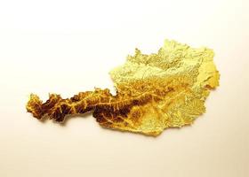 Austria Map Golden metal Color Height map on white Background 3d illustration photo