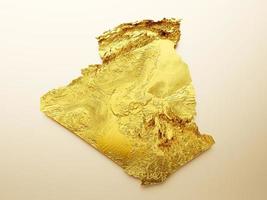 Algeria Map Golden metal Color Height map on white Background 3d illustration photo