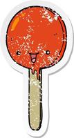 distressed sticker of a cartoon candy lollipop vector