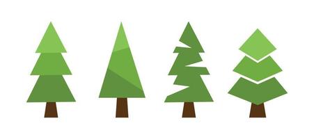 Set 4 pcs abstract green christmas trees on white background - Vector