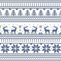 Christmas light panoramic background with drawings of deer and patterns of the holiday - Vector