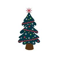 dibujo abstracto de un árbol de navidad decorado festivo sobre un fondo blanco - vector