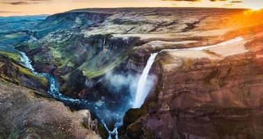 Majestic Haifoss waterfall in central of highlands on summer at southern of Iceland photo