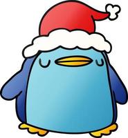 christmas gradient cartoon of kawaii penguin vector