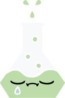 flat color retro cartoon science beaker vector