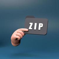 Zip archive icon. 3d render illustration. photo