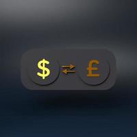 Dollar and pound conversion. 3d rendering illustration. photo