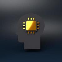 Human head with processor. 3d render illustration. photo