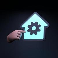 Home gear icon. 3d render illustration. photo