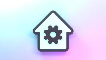 Home gear icon. 3d render illustration. photo