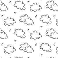 Seamless pattern with clouds. Doodle style. Vector illustration. Print on children's fabrics.