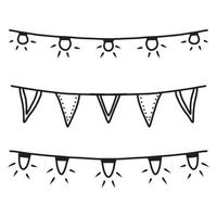 A unique set of hand-drawn garlands for the holidays. Holiday decorations in doodle style. vector illustration
