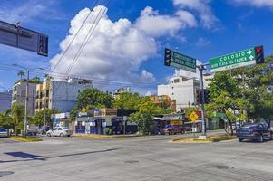 Playa del Carmen Quintana Roo Mexico 2021 Typical street road and cityscape of Playa del Carmen Mexico. photo