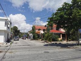 Playa del Carmen Quintana Roo Mexico 2021 Typical street road and cityscape of Playa del Carmen Mexico. photo