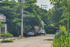 Playa del Carmen Quintana Roo Mexico 2021 Typical street road and cityscape of Playa del Carmen Mexico. photo