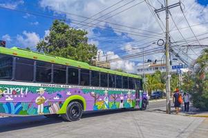 Playa del Carmen Quintana Roo Mexico 2021 Typical street road and cityscape of Playa del Carmen Mexico. photo