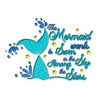 Quote about mermaids and mermaid tail with splashes. Inspirational quote about the sea. Mythical creatures vector