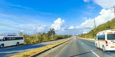 Playa del Carmen Quintana Roo Mexico 2021 Typical street road and cityscape of Playa del Carmen Mexico. photo