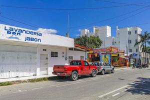 Playa del Carmen Quintana Roo Mexico 2021 Typical street road and cityscape of Playa del Carmen Mexico. photo