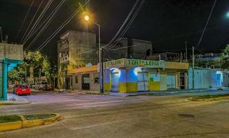 Playa del Carmen Quintana Roo Mexico 2022 Typical street road and cityscape of Playa del Carmen Mexico. photo