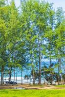 vista de la playa de nai thon naithon detrás de los árboles phuket tailandia. foto