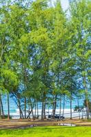 Nai Thon Naithon Beach view behind trees Phuket Thailand. photo