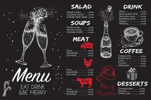 Christmas menu. Vector hand drawn illustration. Design template.