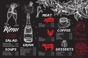 Christmas menu. Vector hand drawn illustration. Design template.