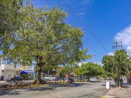 Playa del Carmen Quintana Roo Mexico 2022 Typical street road and cityscape of Playa del Carmen Mexico. photo