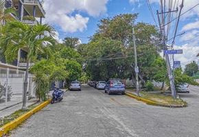 Playa del Carmen Quintana Roo Mexico 2022 Typical street road and cityscape of Playa del Carmen Mexico. photo