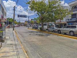 Playa del Carmen Quintana Roo Mexico 2022 Typical street road and cityscape of Playa del Carmen Mexico. photo