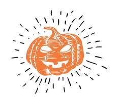 Halloween pumpkins set. Hand drawn illustration. vector