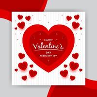 Happy valentine's day red heart instagram post template and different types of background vector