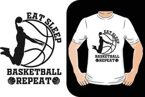 Eat Sleep Baloncesto repetir diseño de camisetas - gráfico vectorial, afiche tipográfico, vintage, etiqueta, placa, logotipo, icono o camiseta vector