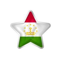 Tajikistan flag in star. Button star and flag template. Easy editing and vector in groups. National flag vector illustration on white background.