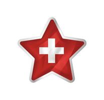 Switzerland flag in star. Button star and flag template. Easy editing and vector in groups. National flag vector illustration on white background.